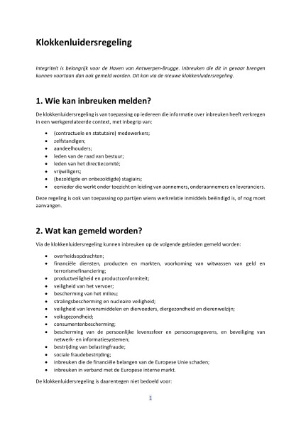 Uitgebreide informatie over de klokkenluidersprocedure.