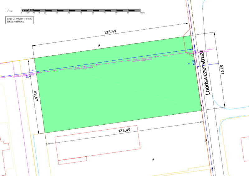 Bijlage bij de bevragingsbundel voor de concessie aan de Loodswezenstraat met het concessieplan in detail. 